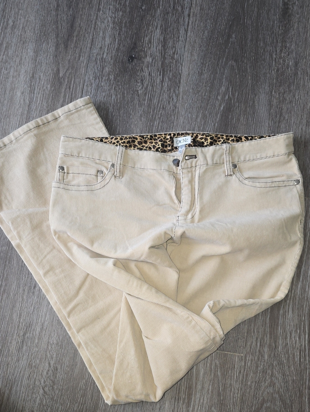 Cache Women's Light Beige Straight-Leg Jeans